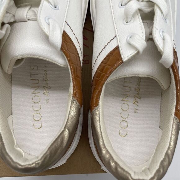 COCONUTS by Matisse Womens Size 9.5 Shoes Tessa Lace Up White Brown Sneakers NEW - Picture 6 of 9
